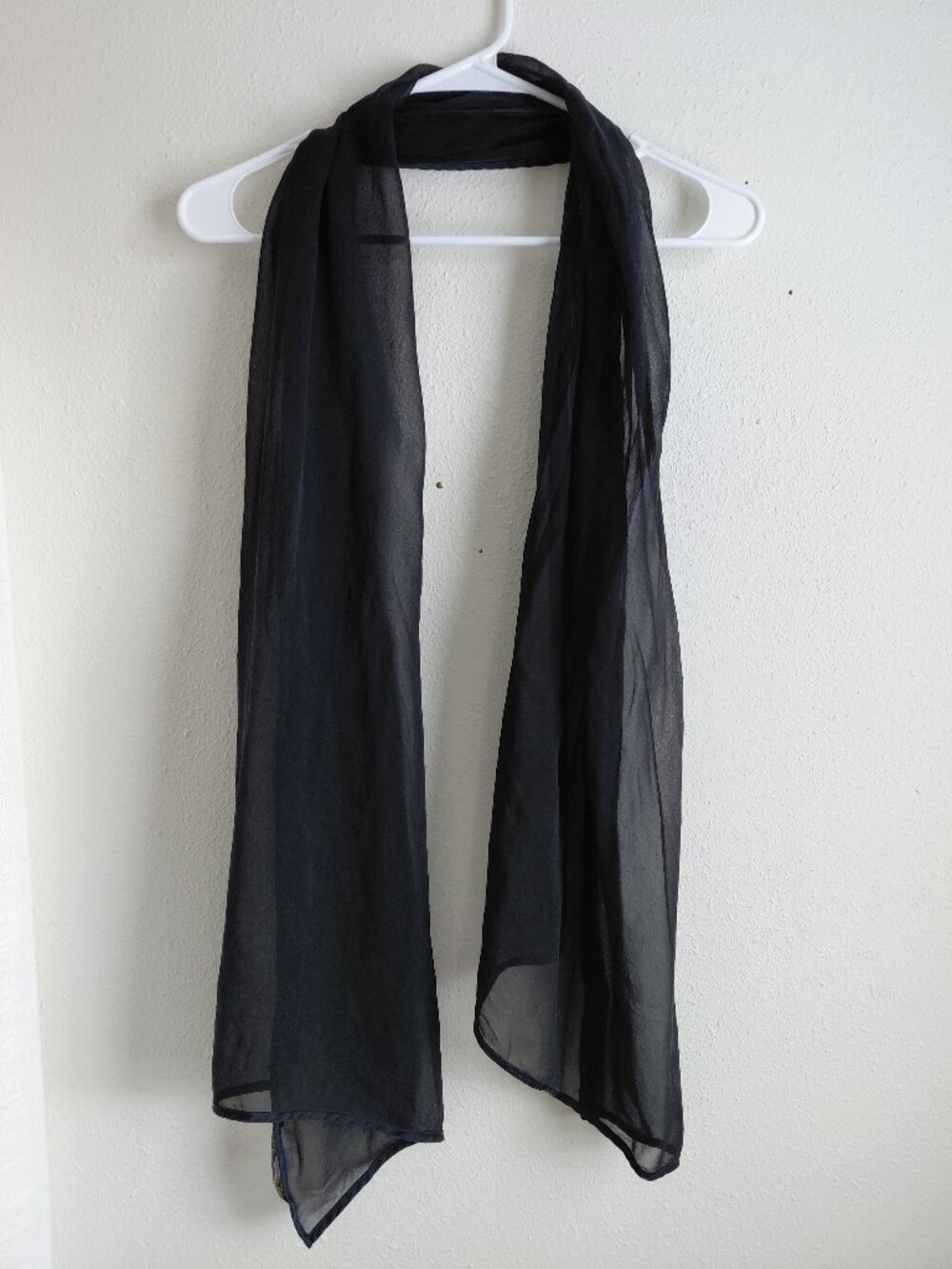 Vintage Bernie of New York Black Sheer Silk Scarf Made in USA